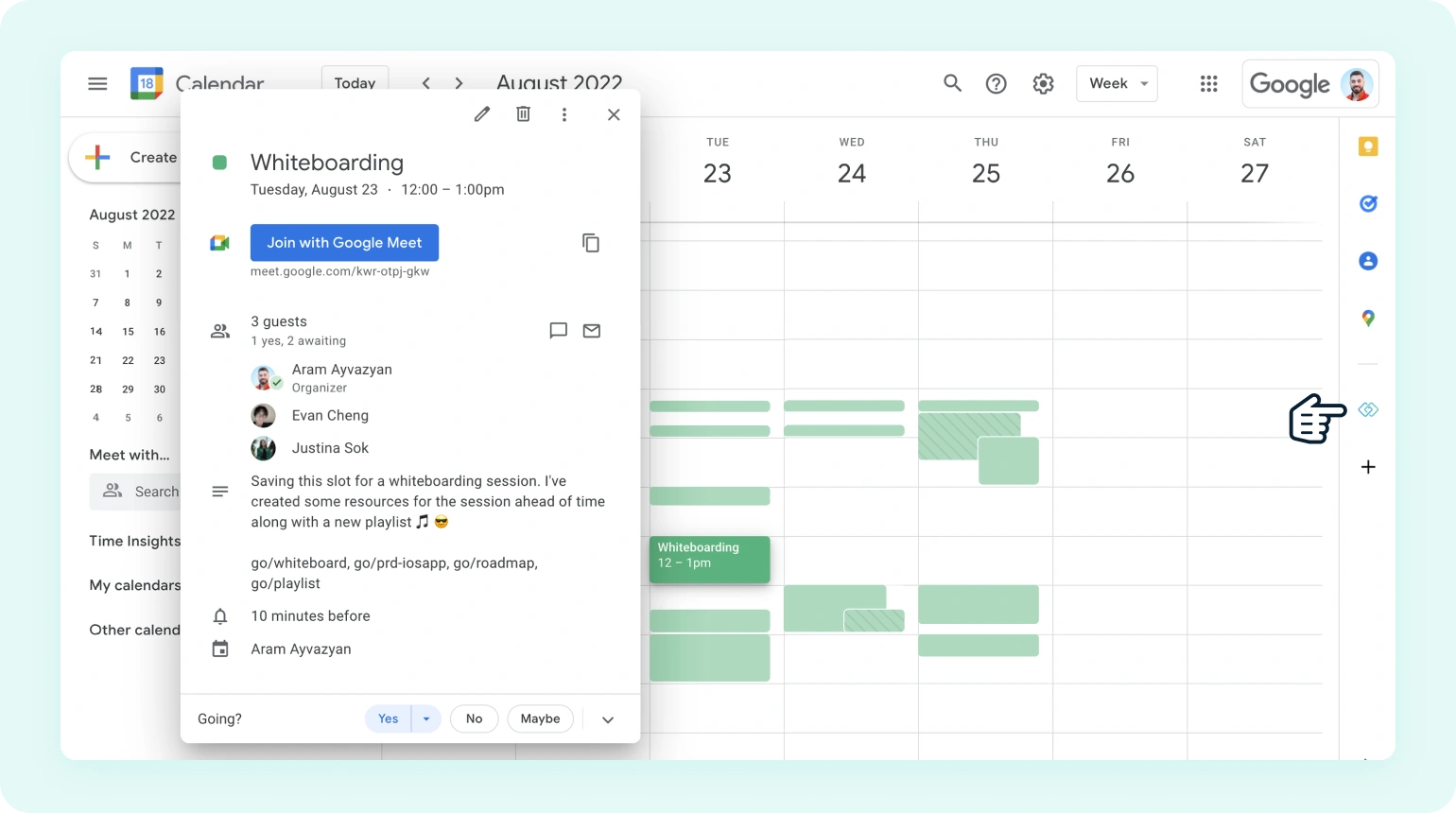 Converting go links in a Google Calendar event